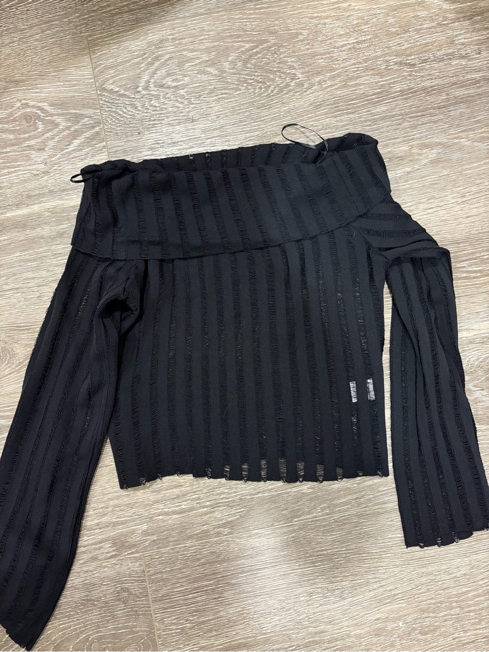 Black Off-Shoulder Ribbed Crop Top